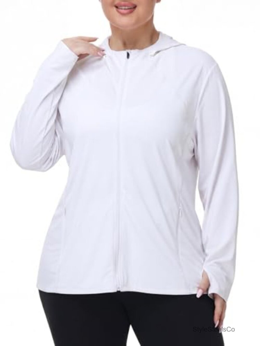 Plus Size Women's UPF 50 Sun Protection Zip Up Hoodie with Thumb Holes